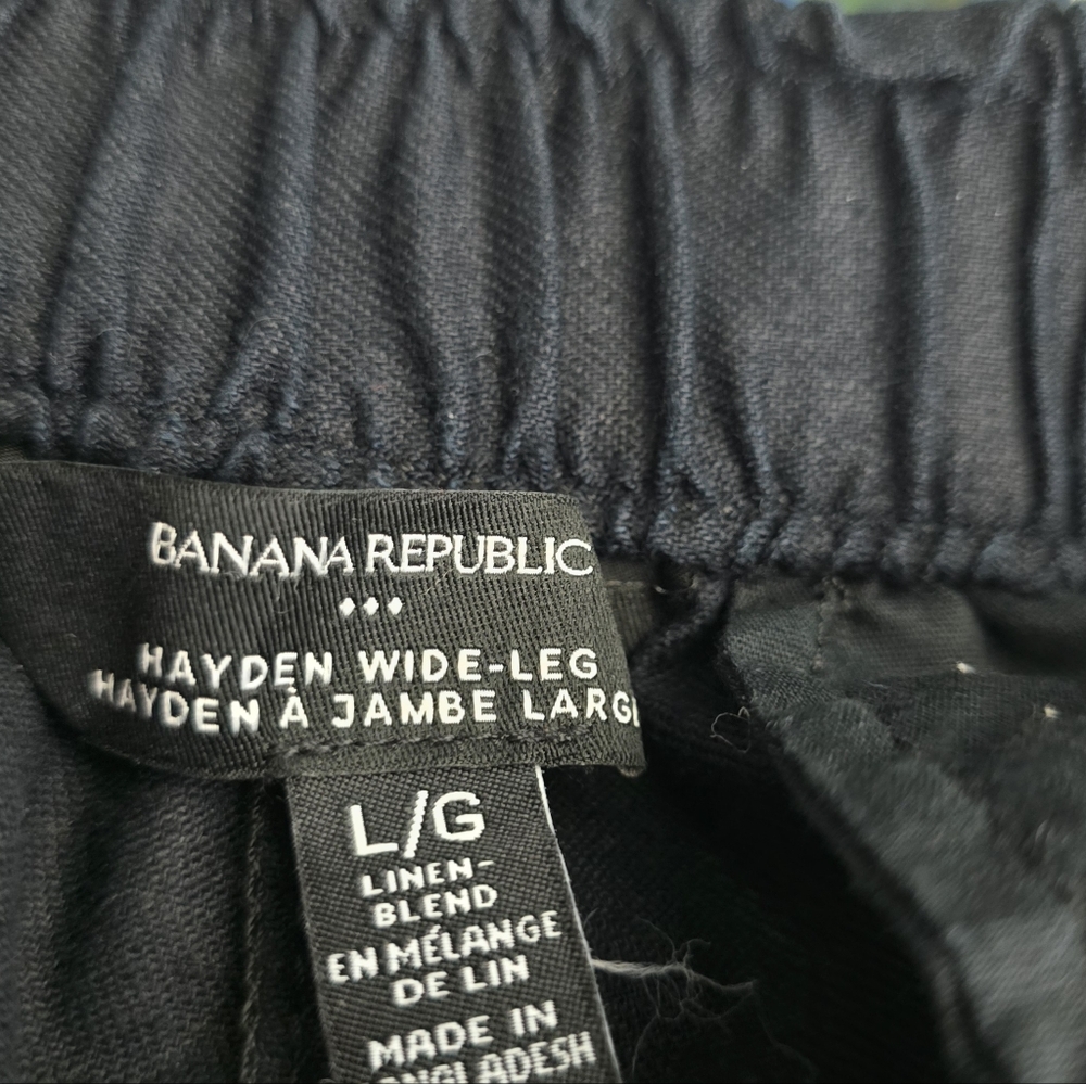 Banana Republic Hayden Black Wide Leg Linen Blend Pants Women’s L Casual - Picture 2 of 6